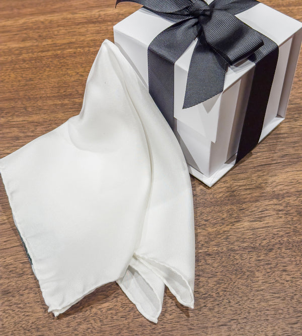 Silk Twill Pocket Square - White