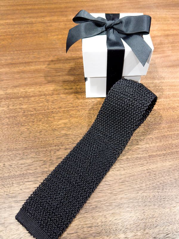 Silk Knitted Tie Black