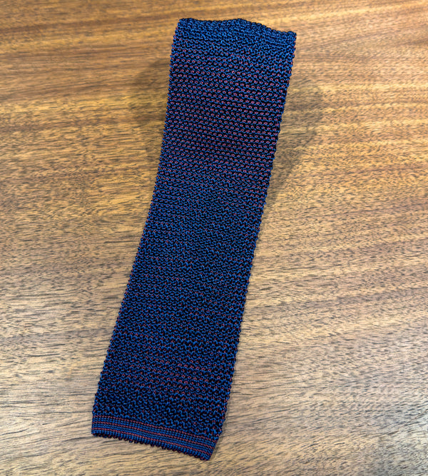 Silk Knitted Tie Navy & Red