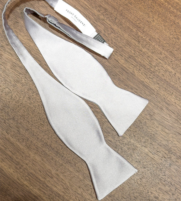 Silk Satin Bow Tie - Silver