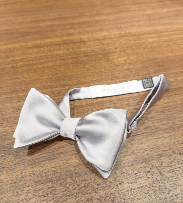 Silk Satin Bow Tie - Silver