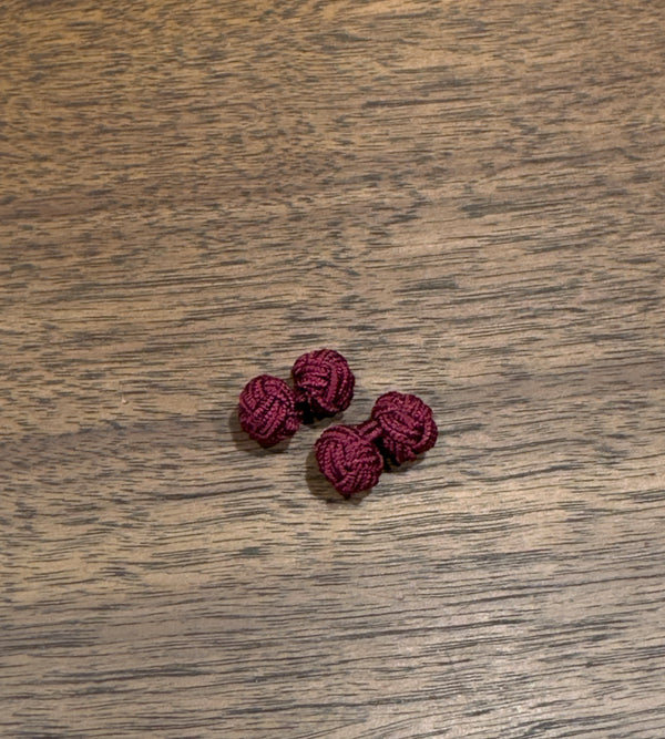Silk Knot Cufflinks - Burgundy