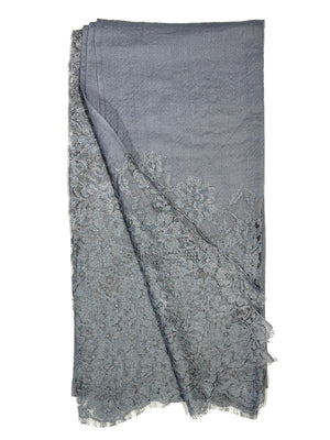 Pashmina with Chantilly lace - Soft Baby Blue