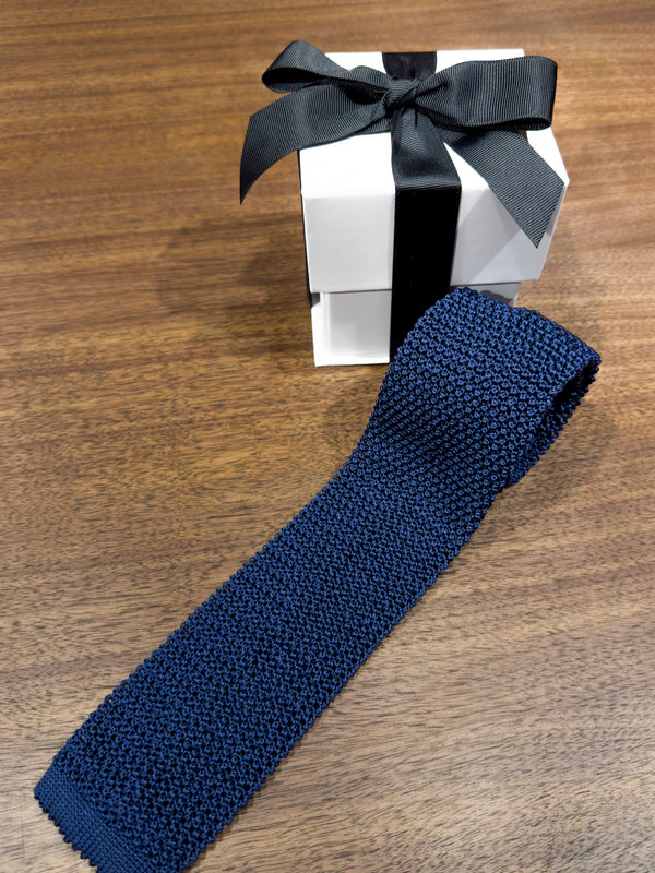 Silk Knitted Tie Blue