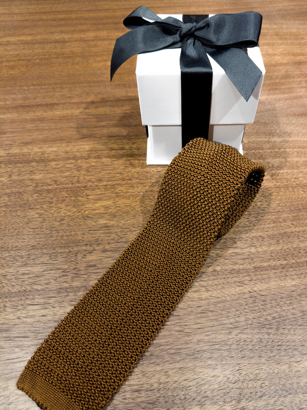 Silk Knitted Tie Brown
